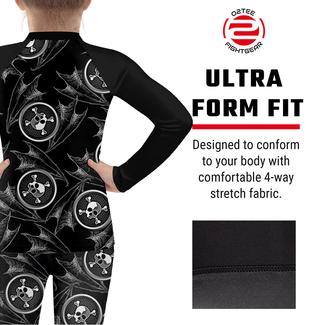 Kid Skull Compression Shirts Pants Sets for MMA BJJ