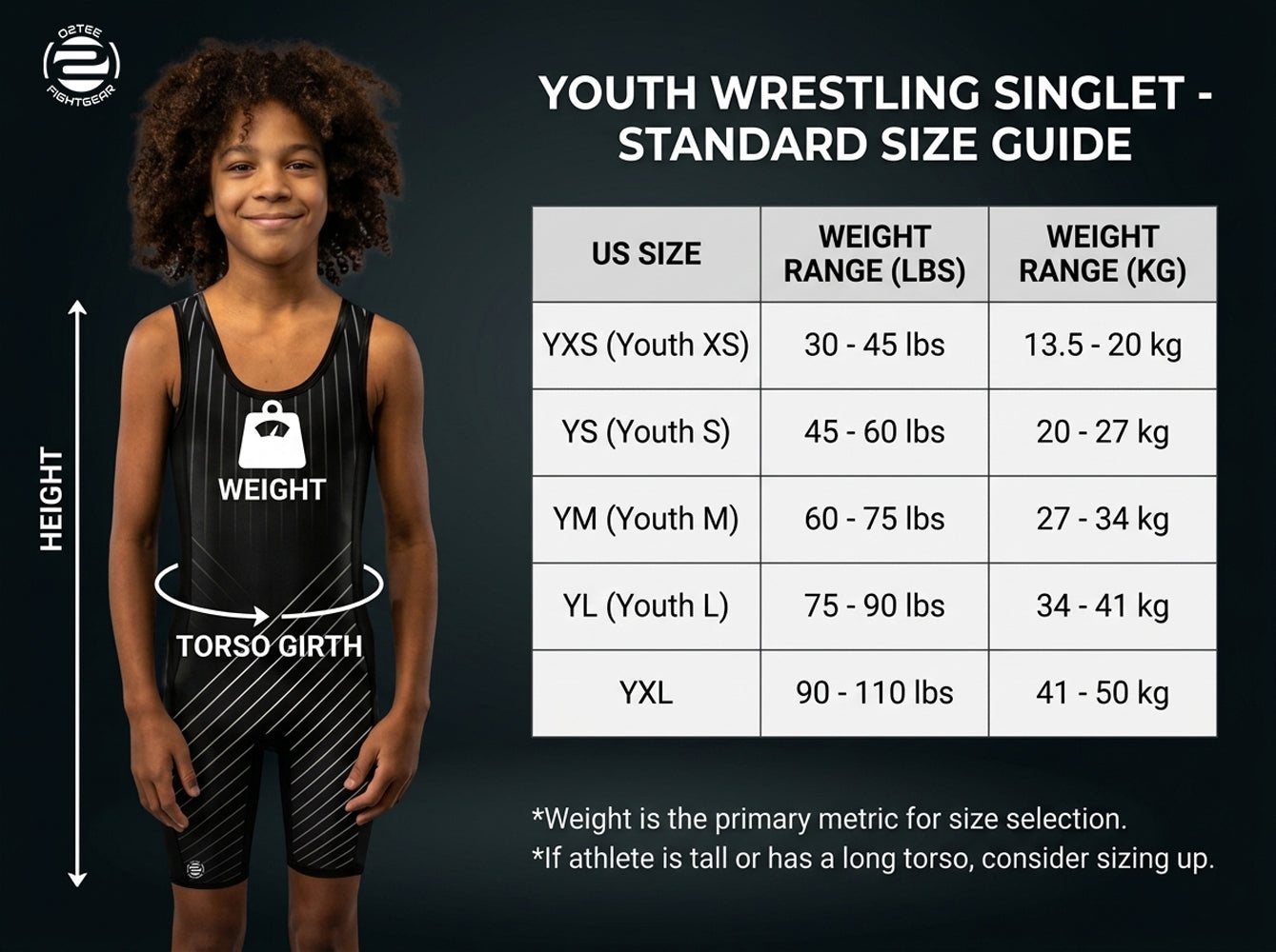 O2TEE Youth Striped Wrestling Singlet Stretch Bodysuit