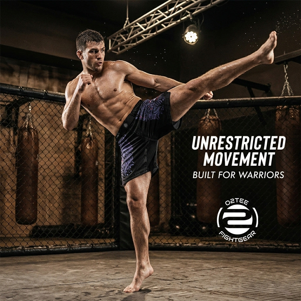O2TEE MMA Fight Shorts Men's BJJ Trunks for Grappling