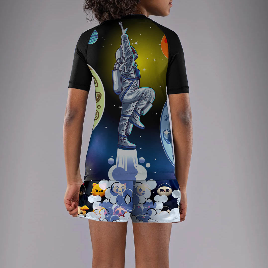 Kids Astronaut Space BJJ Rash Guard MMA Sports Suit