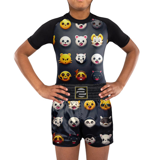 Kids Pro BJJ Rash Guard Muay Thai Shorts MMA Sports Suit
