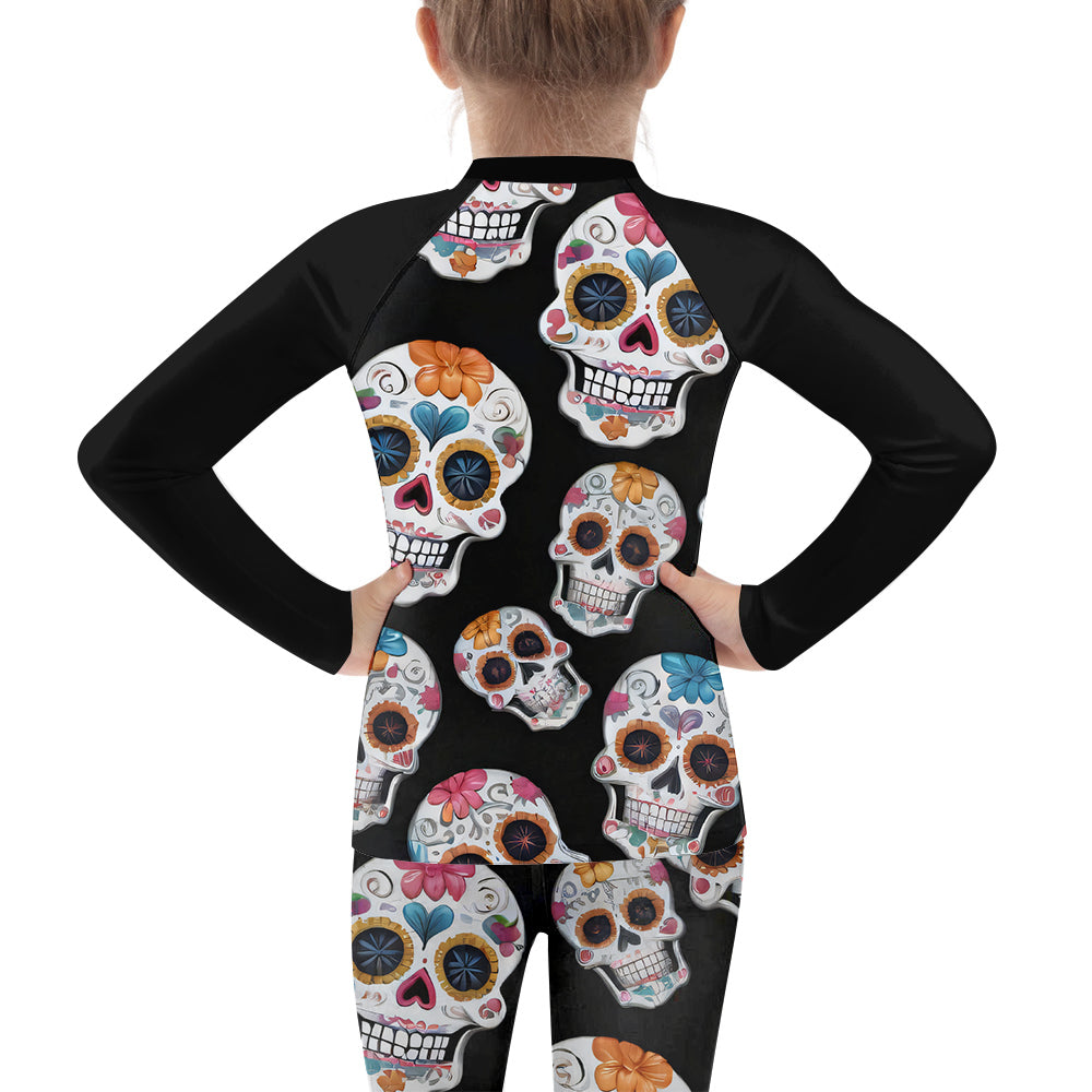 Kid Skull Compression Shirts Pants Sets for MMA BJJ