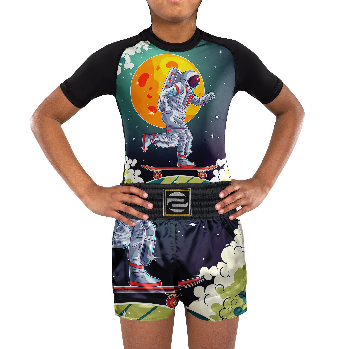 Kids Astronaut Space BJJ Rash Guard MMA Sports Suit