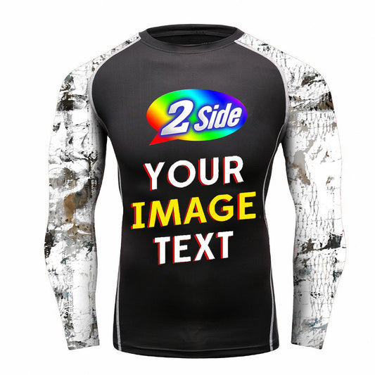 O2TEE Customized & Personalized Long Sleeve Training Rash Guard, MMA, BJJ, No-Gi,Snakeskin