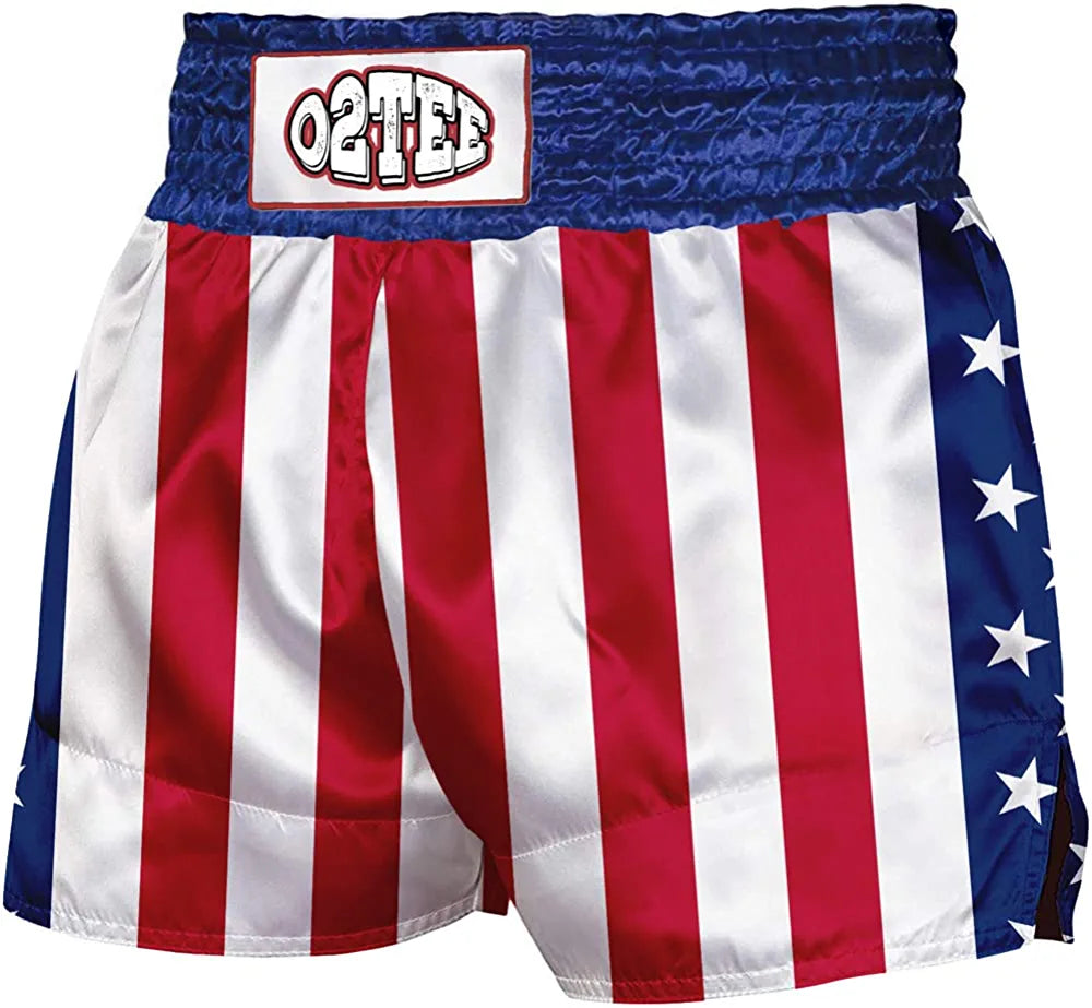 O2TEE Unisex American Flag Traditional Styles Muay Thai Shorts