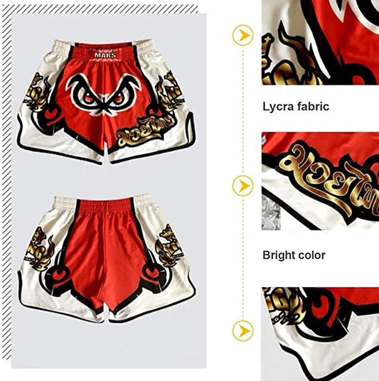 O2TEE Panda Muay Thai Shorts Combat Fight MMA Boxer Boxing Trunks