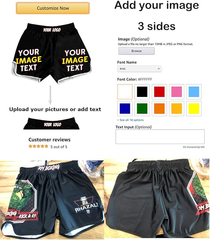 O2TEE Design Your Own Muay Thai Shorts Combat Fight MMA Boxer Boxing Trunks