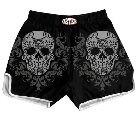 O2TEE Skull Muay Thai Shorts Combat Fight MMA Boxer Boxing Trunks